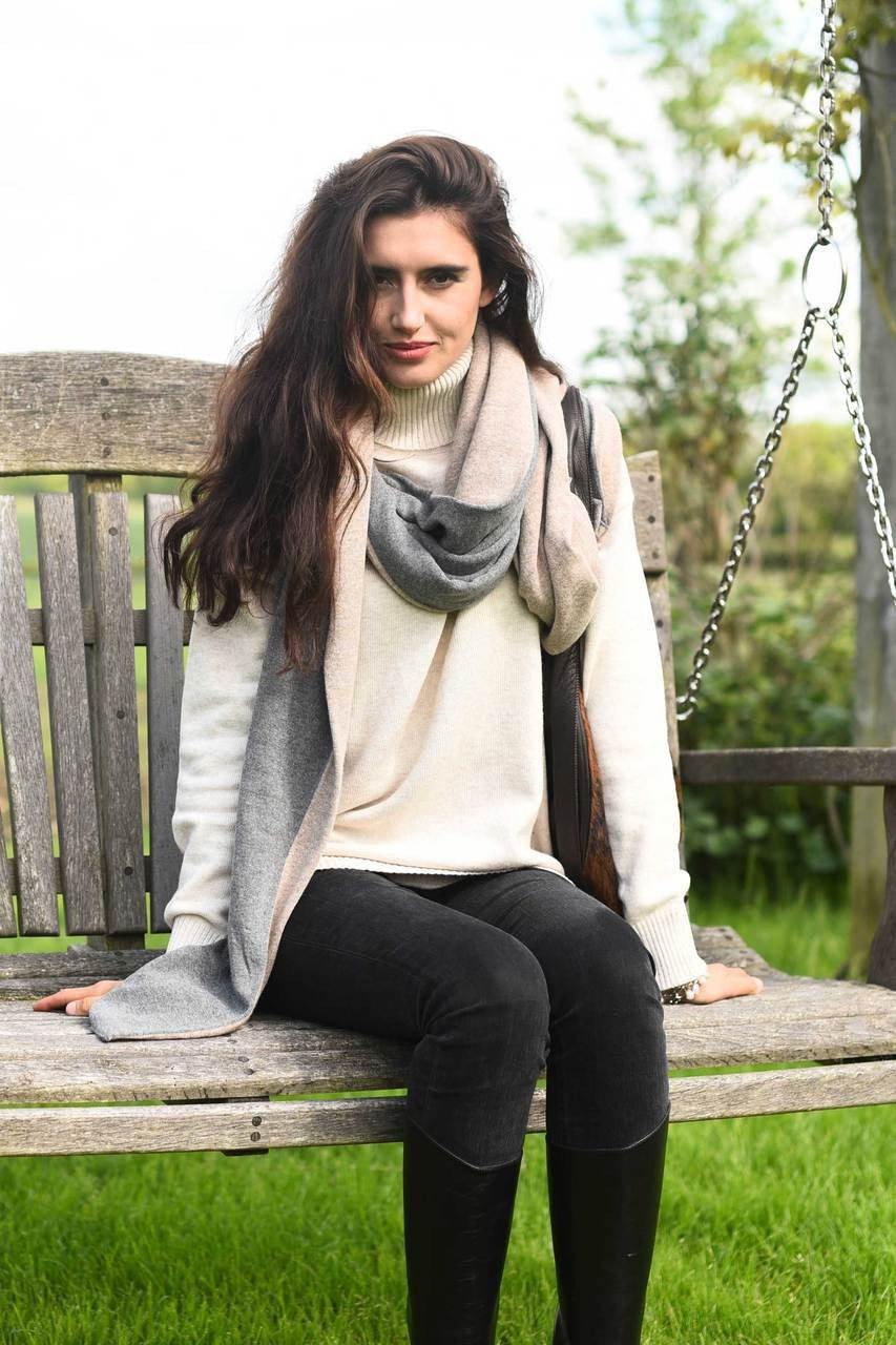 Double Cashmere Wrap (reversible) - Pink Avocet