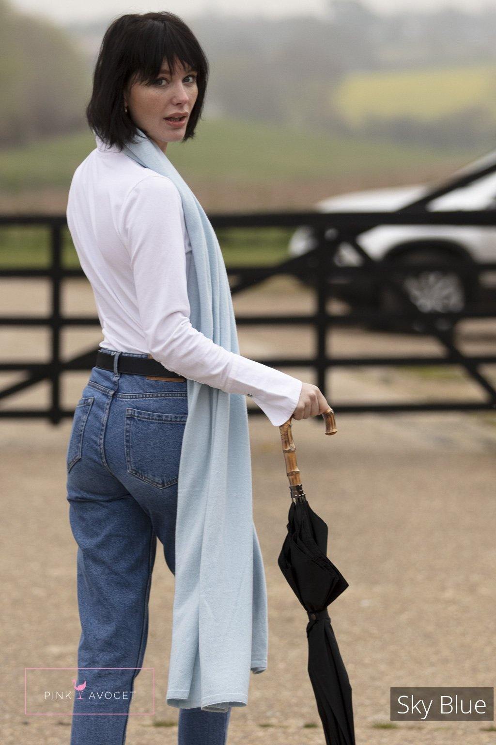 Long Cashmere Wrap (Unisex) - Pink Avocet