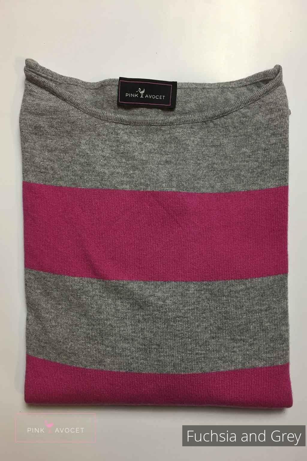 Stripey Boat-neck Jersey - Pink Avocet