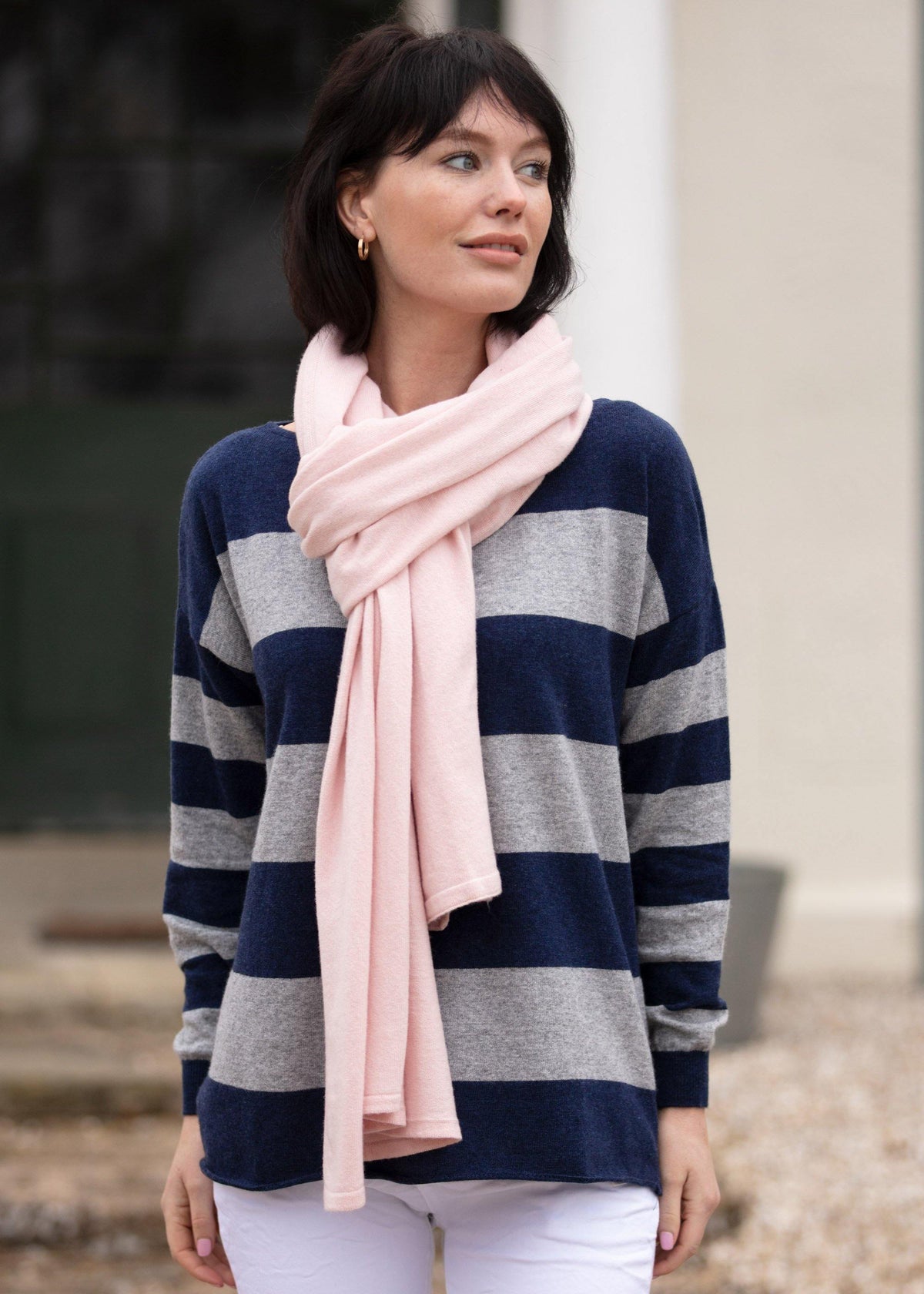 Stripey Boat-neck Jersey - Pink Avocet