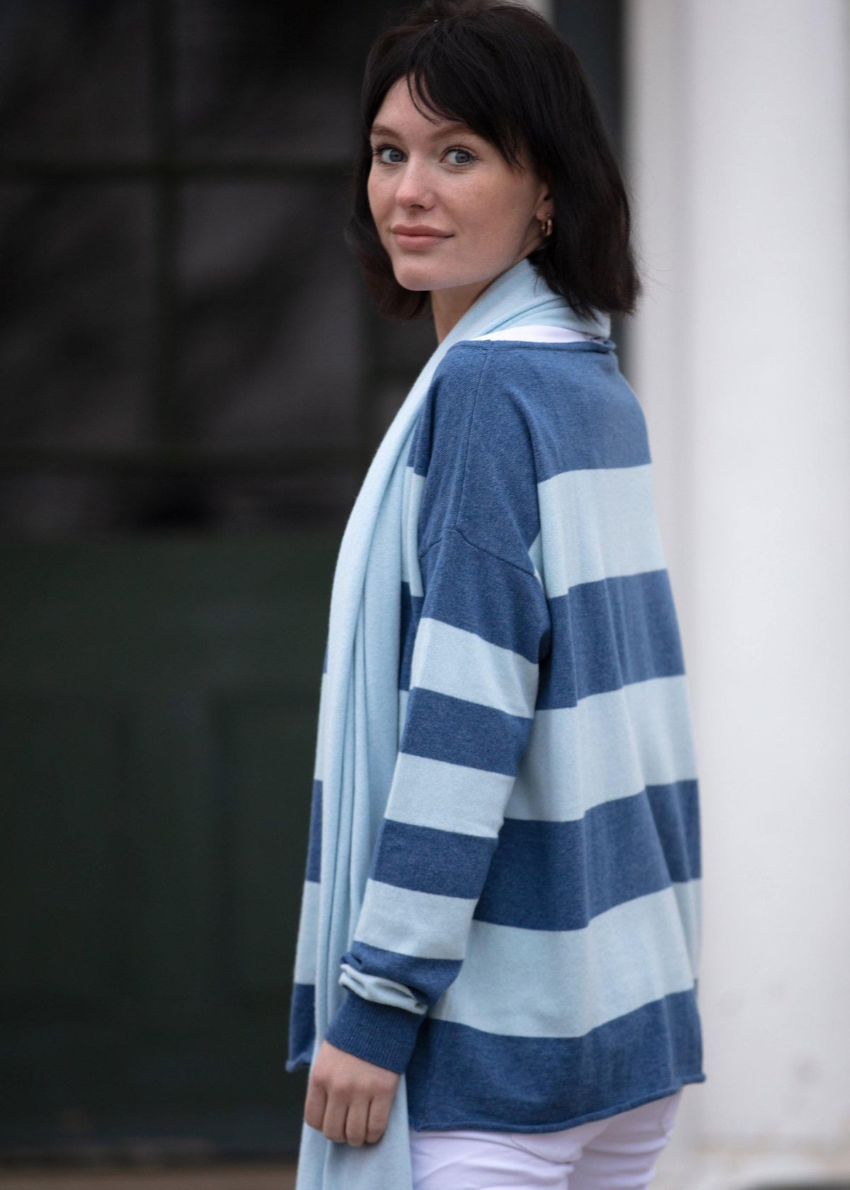 Stripey Boat-neck Jersey - Pink Avocet