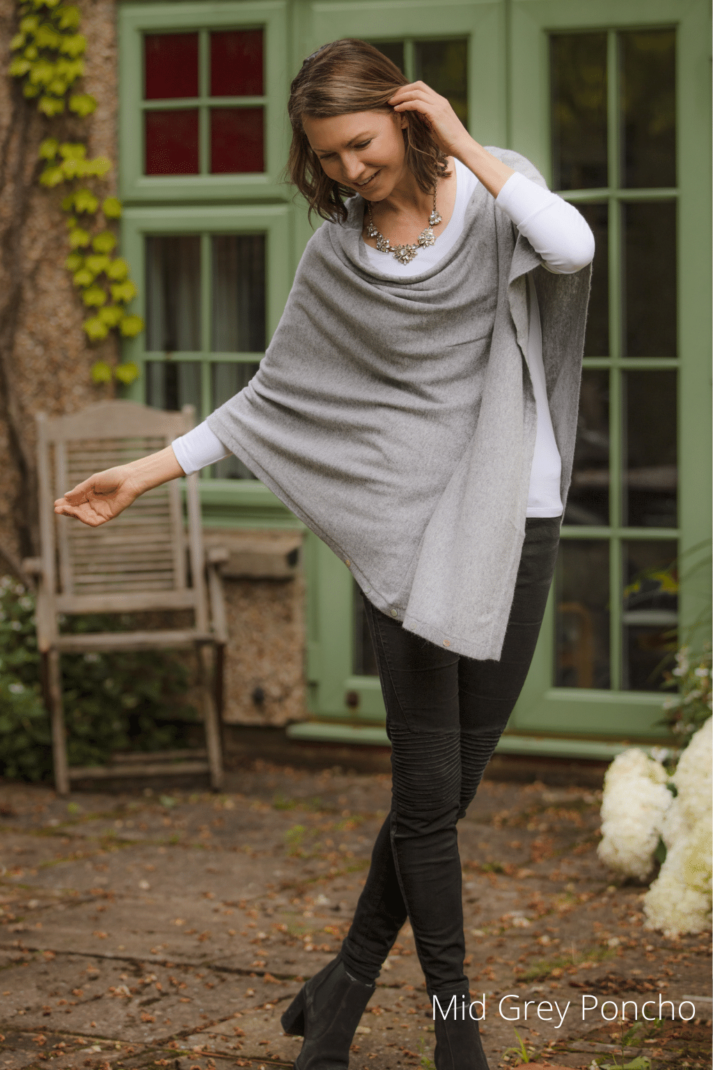 Poncho sweater with side buttons best sale